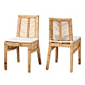 bali & pari Suci Modern Bohemian Dining Chairs, White/Natural Brown, Set Of 2 Chairs