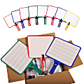 KleenSlate® Rectangular Double-Sided Whiteboard Paddles With Markers, 9-1/2" x 7-1/2", Assorted Colors, Pack Of 24 Paddles