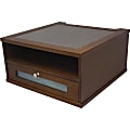 Victor Heritage Wood H1175 Monitor Riser - 1 x Shelf(ves) - 6.5" Height x 13.4" Width x 13.4" Depth - Wood Grain - Wood, Metal, Faux Leather, Frosted Glass - Heritage