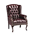 Lorell® Berkeley Queen Anne Tufted Wing-Back Side Chair, Oxblood/Mahogany