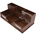 Victor Heritage Wood H9525 Desk Organizer - 6 Compartment(s) - 5.5" Height x 10.4" Width x 3.5" Depth - Desktop - Wood Grain - Wood, Acrylic, Frosted Glass - 1 Each