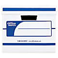 Office Depot® Brand Standard-Duty Storage Box With Lift-Off Lid And Built-In Handles, Letter/Legal Size, 15" x 12" x 10", 60% Recycled, White/Blue