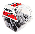 Sharpie® Mini Permanent Markers, Fine Point, Gray Barrel, Black Ink, Canister Of 72 Markers