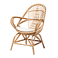 Baxton Studio Jayden Accent Chair, White/Natural Brown