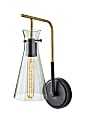 Adesso Walker Wall Lamp, 5-1/2”W, Black/Antique Brass/Smoked Glass
