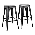 LumiSource Oregon Contemporary Bar Stools, Black Wood/Black, Set Of 2 Stools