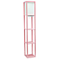 Simple Designs Etagere Organizer Floor Lamp, 62-1/2”H, White Shade/Light Pink Base