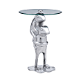 Powell Frisco Frog Side Table, 24-1/2"H x 17-1/2"W x 17-1/2"D, Silver/Clear 1 thumbnail image