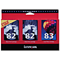 Lexmark™ 82/83 (18L1060) Black/Tricolor Ink Cartridges, Pack Of 3