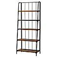 Baxton Studio Ceren 79"H 5-Tier Living Room Ladder Shelf, Brown/Black