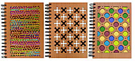Inkology Laser Cut Journals, 5-7/8" x 8-1/4", College Ruled, 192 Pages (96 Sheets), Multicolor Wood, Pack Of 6 Journals
