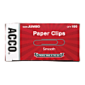 ACCO® Economy Jumbo Paper Clips, Smooth Finish, Jumbo Size 1-7/8", 100 Clips Per Box, Pack of 10 Boxes (1,000 Clips total)