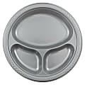 JAM PAPER Plastic 3 Compartment Divided Plates, Large, 10 1/4 inch, Silver, 20/Pack  1 thumbnail image