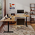 FlexiSpot E7L 76"W L-Shaped Electric Height-Adjustable Standing Desk, Bamboo/Black 1 thumbnail image