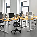 FlexiSpot E7L 76"W L-Shaped Electric Height-Adjustable Standing Desk, Bamboo/White 1 thumbnail image