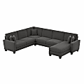 Bush® Furniture Stockton 128"W U-Shaped Sectional Couch With Reversible Chaise Lounge, Charcoal Gray Herringbone, Standard Delivery