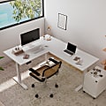 FlexiSpot E7L 76"W L-Shaped Electric Height-Adjustable Standing Desk, White