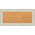 Amanti Art Non-Magnetic Cork Bulletin Board, 35" x 17", Natural, Regal Birch Cream Plastic Frame
