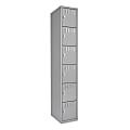 Tennsco Six-Tier Box Locker, 1-Wide, 72"H x 12"W x 18"D, Medium Gray