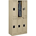 Tennsco Double-Tier Locker, 3 Wide, 72"H x 36"W x 18"D, Sand 1 thumbnail image