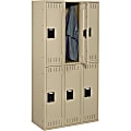 Tennsco Double-Tier Locker, 3 Wide, 72"H x 36"W x 18"D, Sand