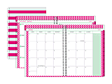 Divoga® Weekly/Monthly Planner, 8 1/2" x 11", Pink Nautical Stripe, January to December 2016