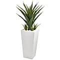 Nearly Natural Spiky Agave 40"H Plastic Artificial Plant With Planter, 40"H x 16"W x 16"D, Green/White