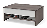 Bestar Small Space Lift-Top Coffee Table, 15-1/8”H x 37-3/4”W x 26-1/2”D, Bark Gray/White 1 thumbnail image