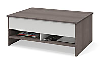 Bestar Small Space Lift-Top Coffee Table, 15-1/8”H x 37-3/4”W x 26-1/2”D, Bark Gray/White