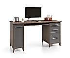 Realspace® Koru 60"W Straight Computer Desk With Integrated Power & Charging, Two-Tone Slate/Gray Oak