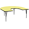 Flash Furniture Horseshoe Thermal Laminate Activity Table With Short Height-Adjustable Legs, 25-1/8"H x 60"W x 66"D, Yellow