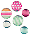 Divoga® Round Acrylic Magnets, Merry & Bright Collection, Multicolor, Pack Of 6