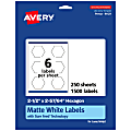 Avery® Permanent Labels With Sure Feed®, 94121-WMP250, Hexagon, 2-1/2" x 2-57/64", White, Pack Of 1,500