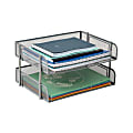 Mind Reader Stackable Desktop Organizer Paper Tray, 7-1/4”H x 10”W x 13-1/2”D, Silver, Set Of 2 Trays 1 thumbnail image