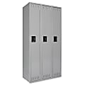 Tennsco Single-Tier Locker, 3-Wide, 72"H x 36"W x 18"D, Medium Gray