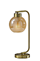 Adesso Atticus Table Lamp, 20”H, Amber Glosted Glass Shade/Antique Brass Base 1 thumbnail image
