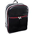 McKleinUSA Edison L Series Leather Laptop Backpack, Black/Red Trim