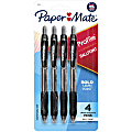Paper Mate® Profile™ Retractable Ballpoint Pens, Bold Point, 1.4 mm, Translucent Barrel, Black Ink, Pack Of 4 Pens