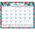 2026-2027 Excello Brands Academic Year Large Print Desk Pad Calendar, 22" x 17", Teal Floral, April To December, Total Qty 1 1 thumbnail image