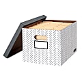 Bankers Box® STOR/FILE Basic-Duty Storage Boxes, Letter/Legal, 16-1/4"L x 12-1/2”W x 10-1/2"H, 60% Recycled, Decorative Herring, Pack Of 3 Boxes