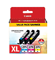 Canon® CLI-271XL High-Yield Cyan, Magenta, Yellow Ink Tanks, Pack Of 3, 0337C005