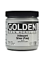 Golden OPEN Acrylic Paint, 8 Oz Jar, Iridescent Silver (Fine)
