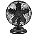 Optimus 12" Adjustable Oscillating Antique-Style Table Fan, 15" x 13", Black 1 thumbnail image