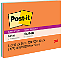 Post-it Super Sticky Notes, 8 in x 6 in, 4 Pads, 45 Sheets/Pad, 2x the Sticking Power, Energy Boost Collection