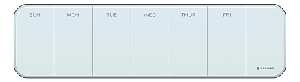 U Brands® Frameless Magnetic Cubicle/Wall Glass Dry-Erase Weekly Calendar Board, 20" X 5-1/2", Frosted White