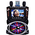 Karaoke USA GF946 Bluetooth Karaoke Machine With Synchronized LEDs, 10”H x 13”W x 17-13/16”D, Black