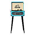 Victor Andover VWRP-3200 Dual-Bluetooth Belt-Drive 5-In-1 Suitcase-Style Record Player With FM Radio And Legs, 35.7"H x 15.8"W x 13"D, Turquoise 1 thumbnail image