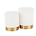 LumiSource Marla Plush Nesting Ottomans, Gold/Cream, Set Of 2 Ottomans