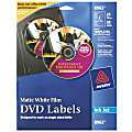 Avery® Film DVD Labels, 8962, Round, 4-13/20" Diameter, White, 20 Disc Labels And 40 Spine Labels