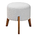 Baxton Studio Elkie Japandi Ottoman Footstool, 18-5/16”H x 19-1/8”W x 19-1/8”D, Light Gray/Walnut Brown